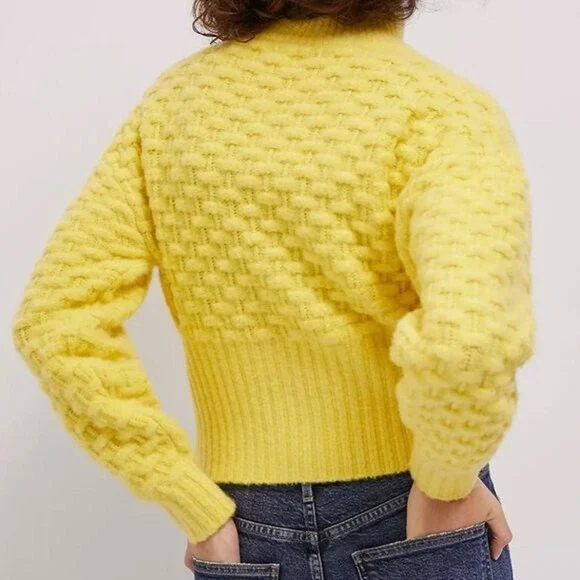 NWT Maeve by Anthropologie Buttercup Textured Chunky Knit Crop Sweater Jacket XS - Picture 10 of 13